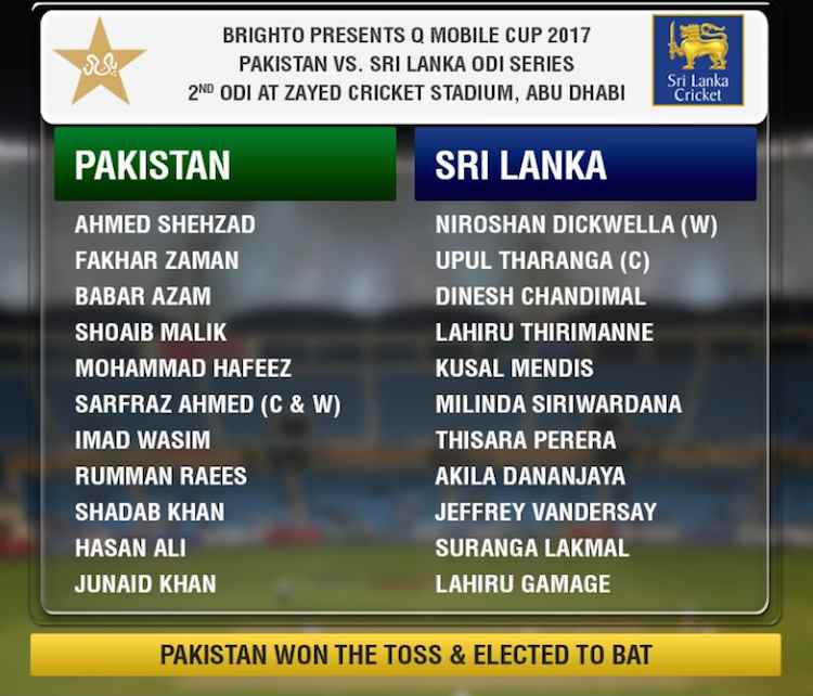 2nd ODI Pak vs SL