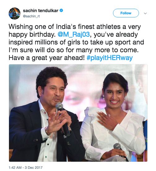 Mithali Raj Sachin Tendulkar