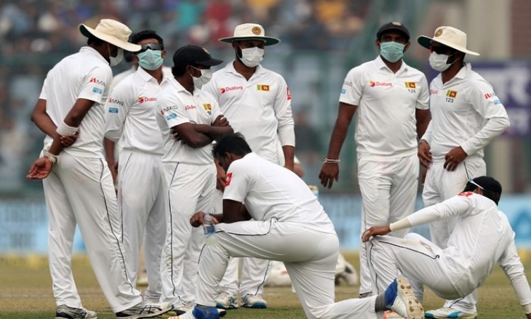 Images for Sri Lankan players wear face masks as pollution rises in Delhi