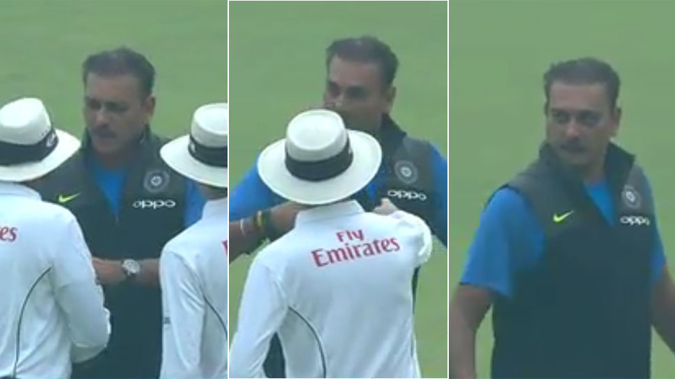 Furious Ravi Shastri confronts umpires in Delhi Furious Ravi Shastri confronts umpires in Delhi