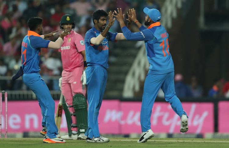 Jasprit Bumra Of India Celebrating After Taking The Wicket Images in Hindi