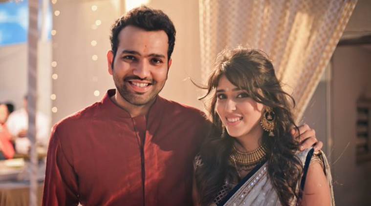 Rohit Sharma With His Wife Ritika Sajdeh Images in Hindi
