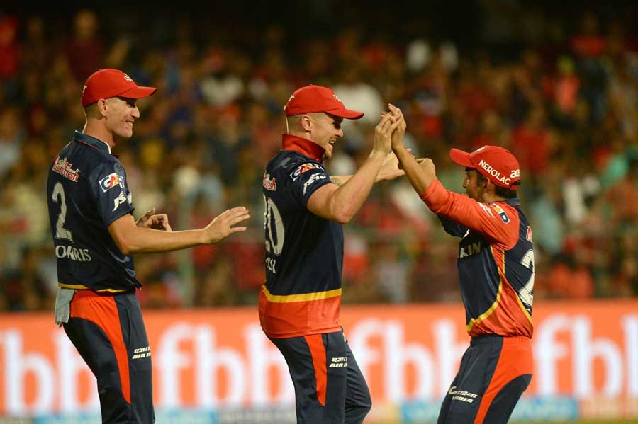Delhi Daredevils Celebrate Fall Of Manan Vohras Wicket During An IPL 2018 Match Image 2nd Images