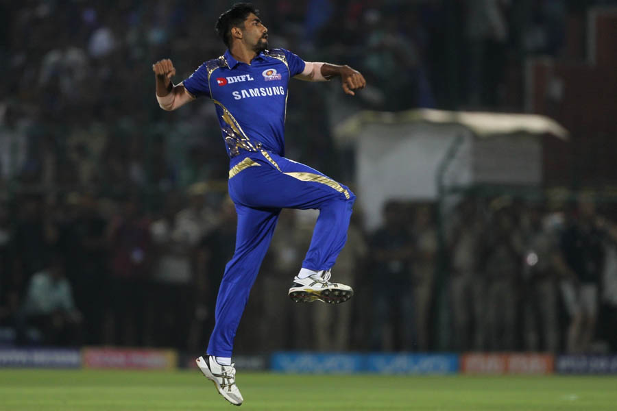 Jasprit Bumrah Celebrates Fall Of Jos Buttlers Wicket During An IPL 2018 Match Between Mumbai Indian