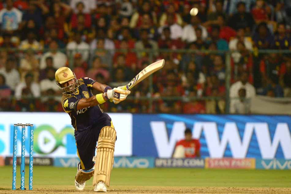 आईपीएल 2018 मैच के दौरान कोलकाता नाइट राइडर्स रॉबिन उथप्पा एक्शन में फोटो