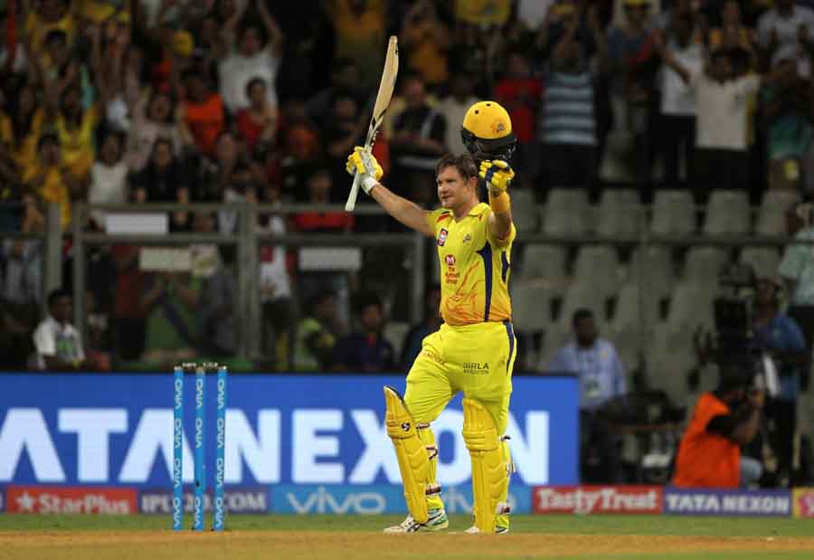 Chennai Super Kingss Shane Watson Celebrates His Century DuringÃ¢Â€Â‹ The Final Match Of IPL 2018 Ma