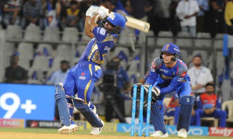 Mumbai Indians Evin Lewis In Action During An IPL Game 2018 Images
