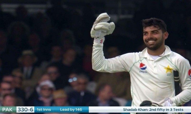 Shadab Khan second youngest batsman to score a Test 50 at Lord's