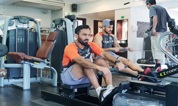 Indian cricketer gym session in ireland