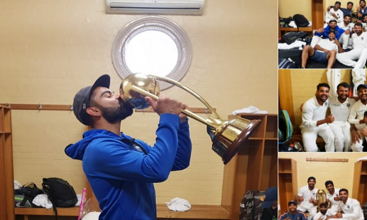 ऑस्ट्रेलिया पर ऐतिहासिक जीत के बाद टीम इंडिया ने ऐसे मनाया जश्न PHOTOS Images