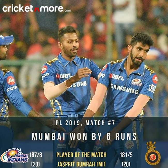 IPL 2019 Mumbai vs Bangalore