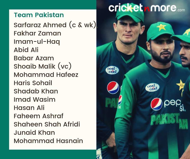 Pakistan Squad For CWC19 Images in Hindi