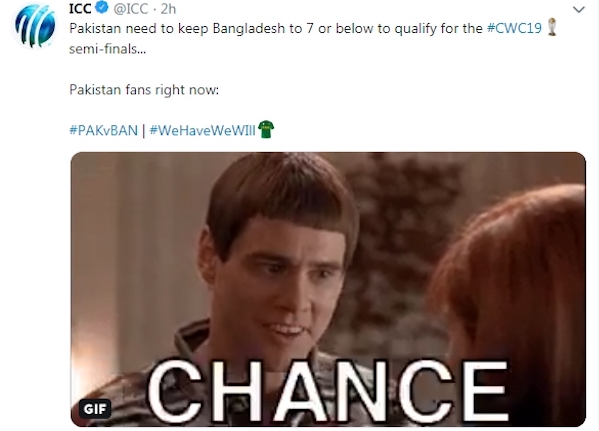 Pakistan vs Bangladesh ICC Tweet