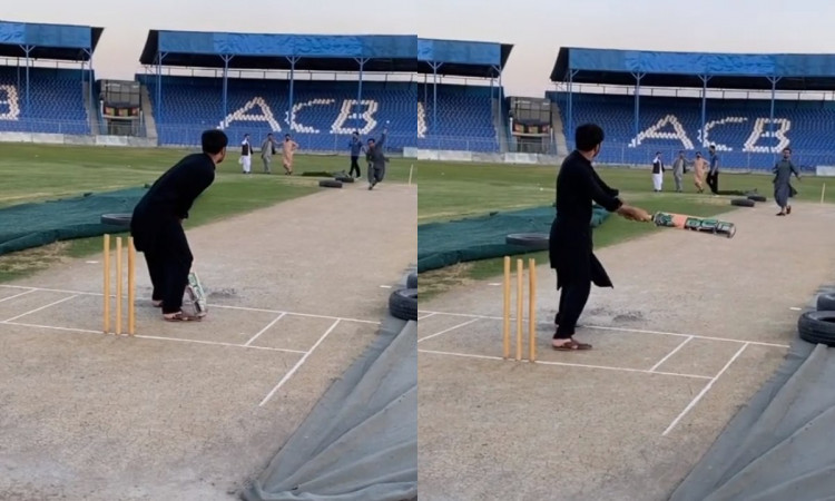 afghanistan cricketer Rashid Khan play helicopter shot like Dhoni watch video in hindi