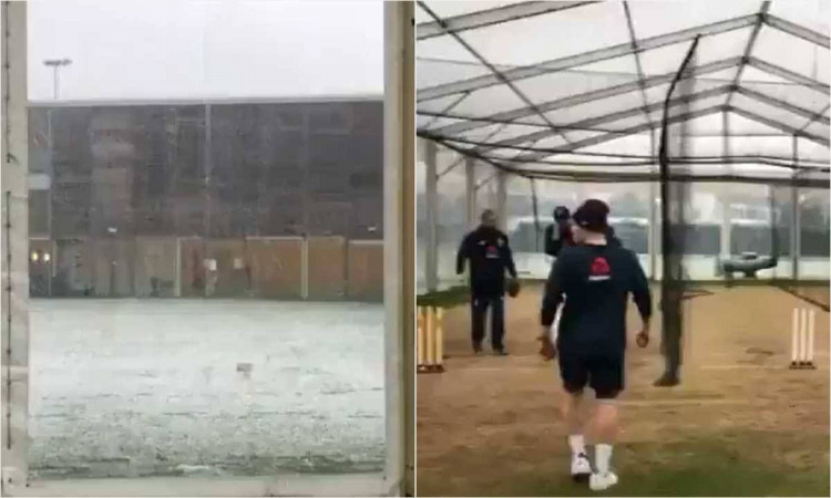 England Cricket Team is preparing in snow for their tour of Sri Lanka