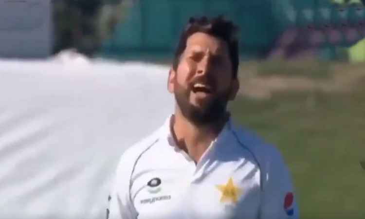 NZ vs PAK Yasir Shah frustrate after Henry Nicholls misses a cut shot watch video