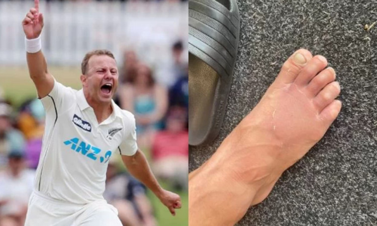 cricket images for New Zealand bowler Neil Wagner bowls with a fractured toe and picks up two wicket