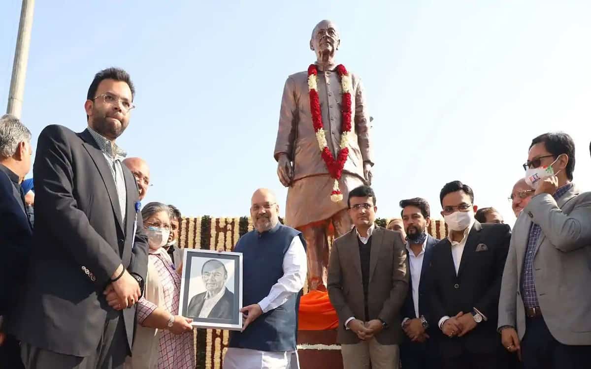 Amit Shah Image of Cricket DDCA former President Arun Jaitely Statue