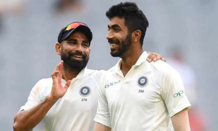 Image of Indian Cricketer Jasprit Bumrah and Mohammed Shami
