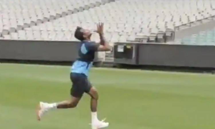 T Natarajan hits practice session taking a spectacular running catch watch video