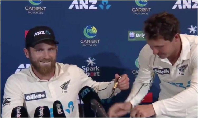 bj watling disturbed new zealand captain kane williamson during press conference video