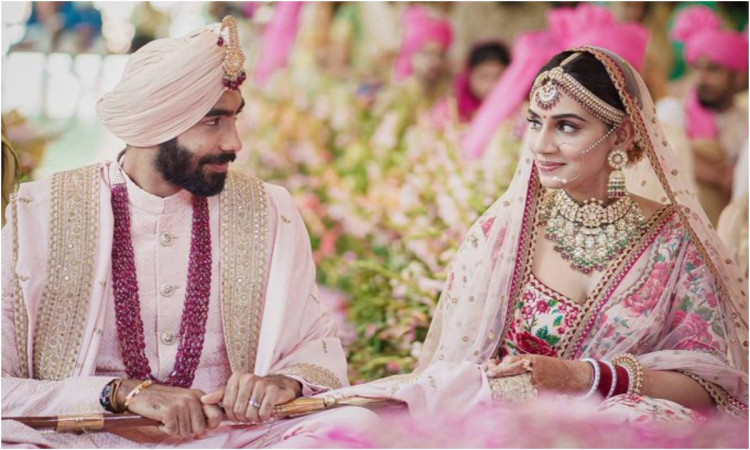 Cricket Image for 'यॉर्कर किंग' बुमराह ने संजना गणेशन के साथ रचाई शादी, सिक्ख रीति रिवाजों से गोवा म