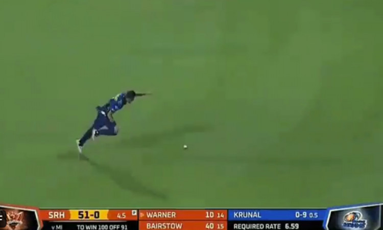 Cricket Image for Srh Vs Mi Trent Boult Unbalanced During Fielding Watch Video