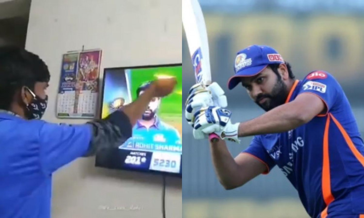 Cricket Image for Ipl 2021 A Young Boy Worships Mumbai Indians Captain Rohit Sharma Watch Video