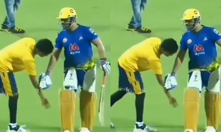 Cricket Image for Net Bowler Takes Blessing To Csk Captain Ms Dhoni Watch Video