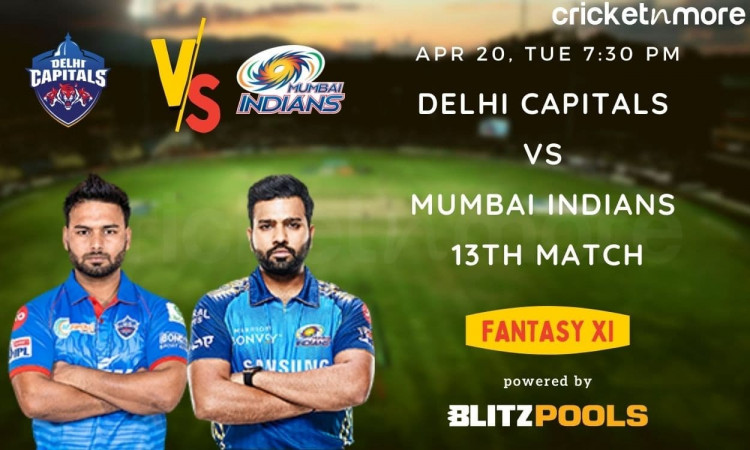Cricket Image for IPL 2021, Delhi Capitals vs Mumbai Indians, 13th Match – Blitzpools Fantasy XI Tip