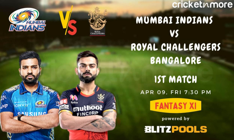 Cricket Image for Mumbai Indians vs Royal Challengers Bangalore, 1st Match – Blitzpools Prediction, 