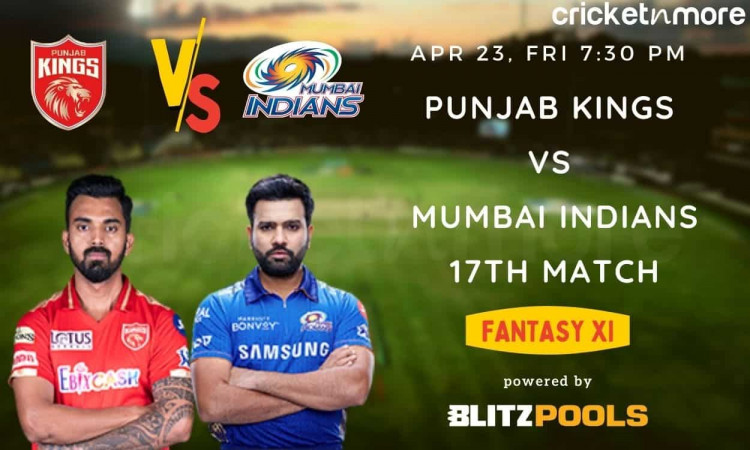 Cricket Image for IPL 2021, Punjab Kings vs Mumbai Indians – Blitzpools Fantasy XI Tips, Prediction 