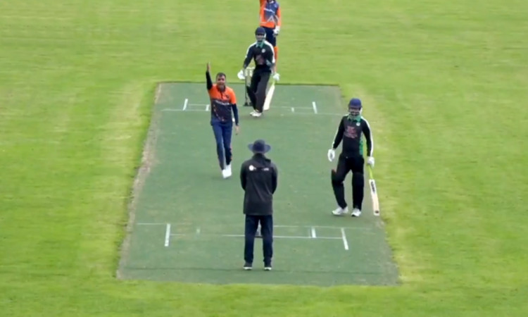 Cricket Image for European Cricket Series Umpire Harassed The Bowler Watch Video