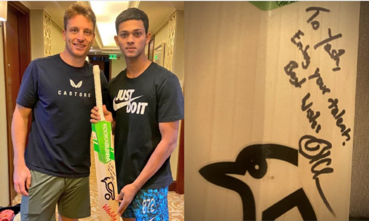 IPL 2021 Jos Buttler gifts his bat to Yashasvi Jaiswal, writes special mesaage