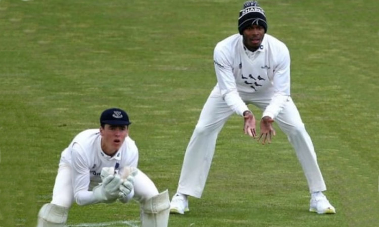 Cricket Image for England Pacer Jofra Archer Wearing A Wooly Hat At Slip
