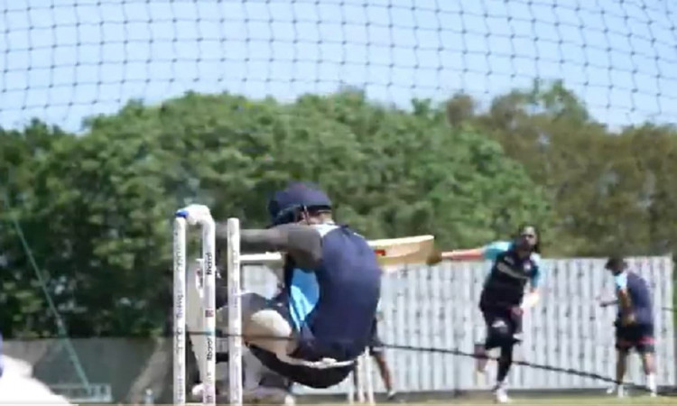 ICC WTC Final - Virat Kohli falls to an unplayable bouncer in training sessionl; Watch video