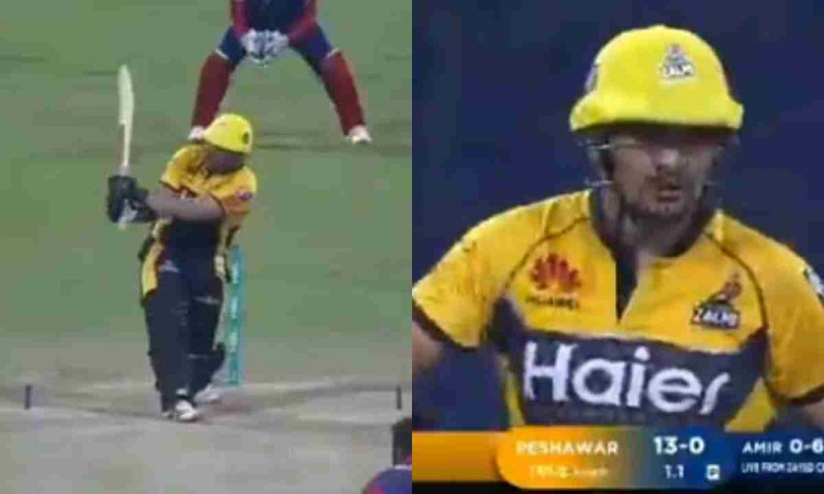Cricket Image for VIDEO : जज़ई ने 'SWAG' से किया आमिर का स्वागत, पहली ही गेंद पर लगाया लंबा छक्का