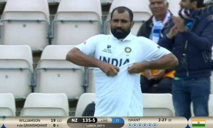Cricket Image for Wtc Final Mohammed Shami Wears Towel Watch Video
