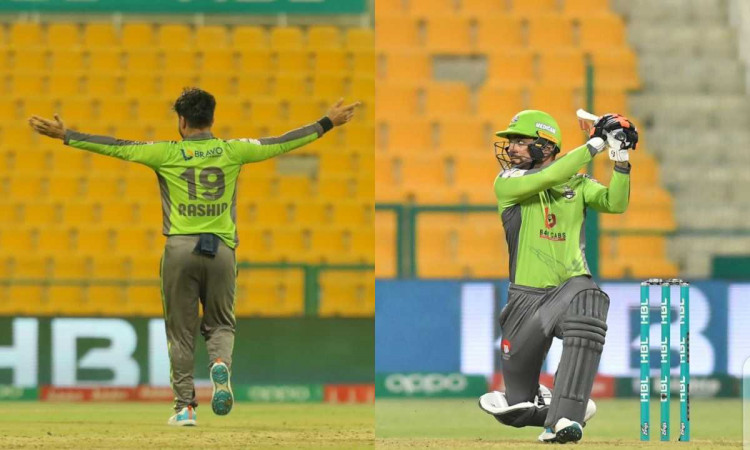 Cricket Image for VIDEO : 5 गेंदों में 15 रन और 4 ओवर में 9 रन देकर 1 विकेट, राशिद खान की आतिशबाज़ी 