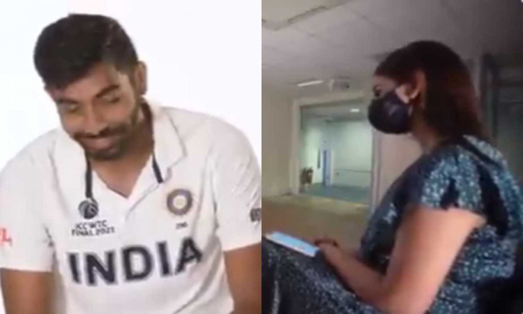 Cricket Image for VIDEO : पत्नी संजना ने लिया बुमराह का मज़ेदार इंटरव्यू, शर्टलेस फोटो को लेकर भी दि