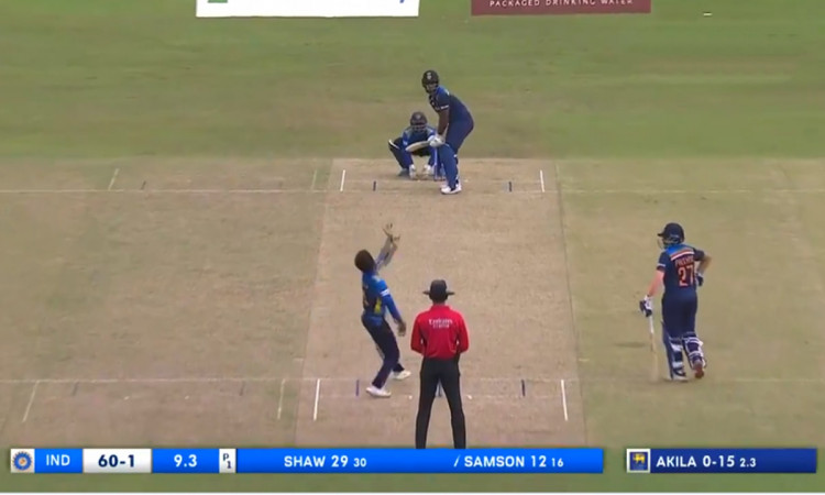 Cricket Image for Ind Vs Sl Sanju Samson First Six In Odi Watch Video
