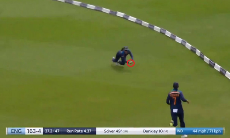 Cricket Image for Smriti Mandhana Stunner Catch To Dismiss Nat Sciver Watch Video