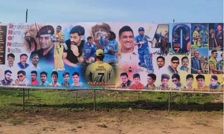 Tamil Nadu fans put up a 40 ft huge banner of MS Dhoni to send him birthday love
