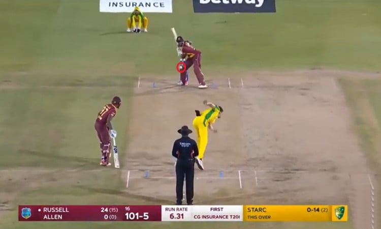 Cricket Image for Australia Vs West Indies 1st T20i Andre Russell Vs Mitchell Starc Watch Video