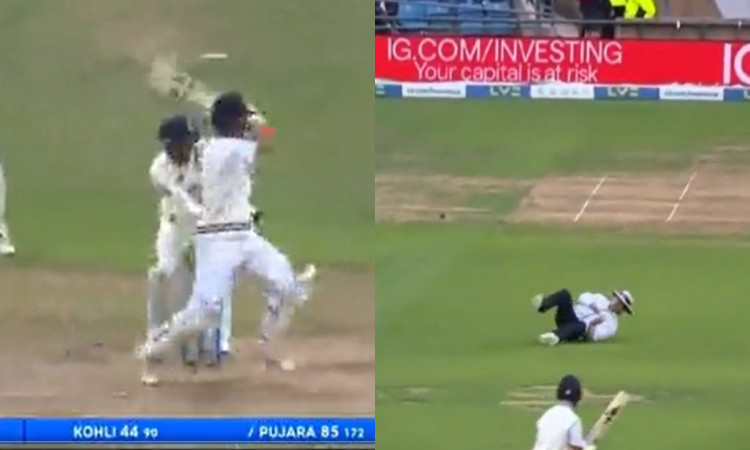 ENG vs IND Cheteshwar Pujara gives umpire Richard Kettleborough a scare for his life with a sizzling