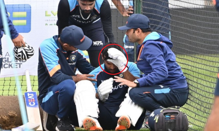 Cricket Image for England Vs India Mayank Agarwal Goes Off The Ground After Being Hit By Mohammed 