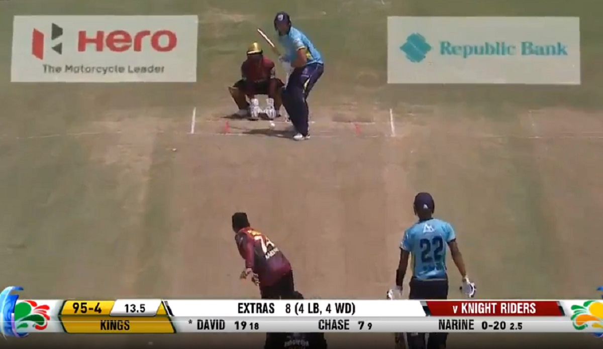 Watch - Tim David smashes a long six against Sunil Narine Watch - Tim David smashes a long six against Sunil Narine