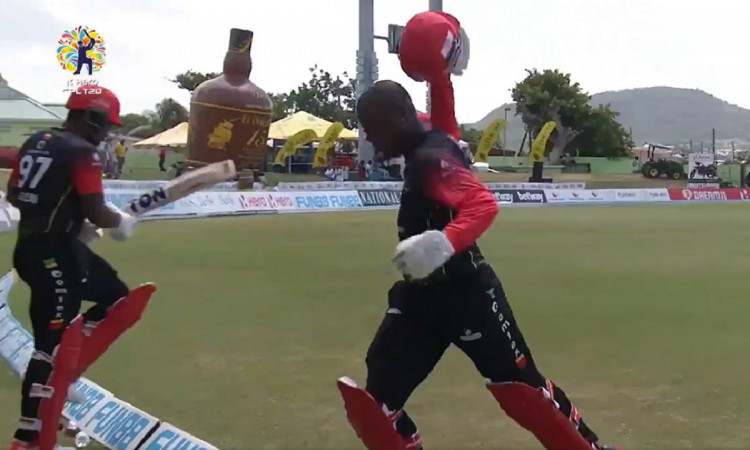 CPL 2021 - Furious Sherfane Rutherford throws away cricketing gear after being dismissed run-out