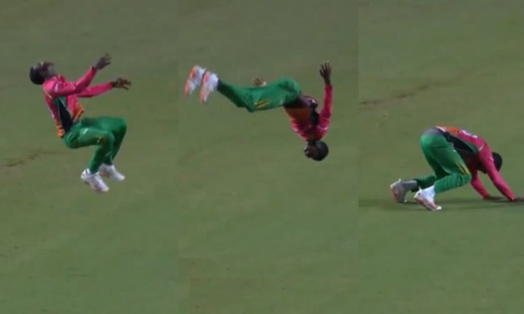 Cricket Image for Cpl 2021 Kevin Sinclair Does A Somersault After Taking Chris Gayle Wicket Watch Vi