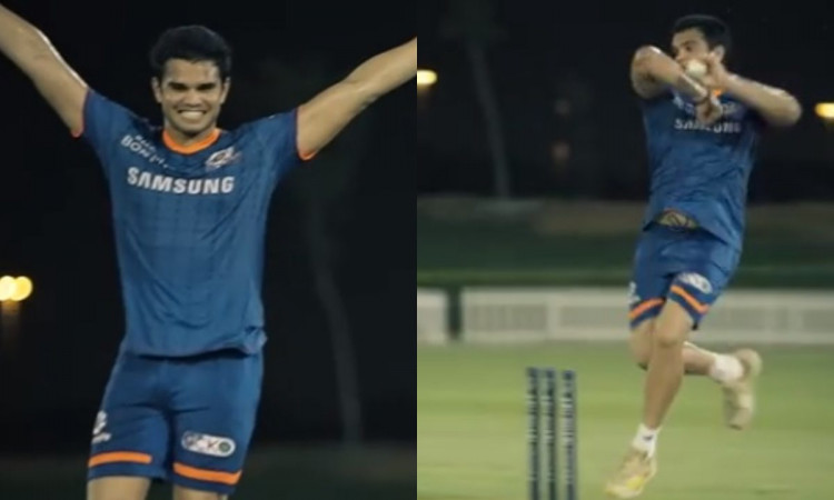 Cricket Image for Ipl 2021 Sachin Tendulkar Son Arjun Hit Bulls Eye In Training Watch Video